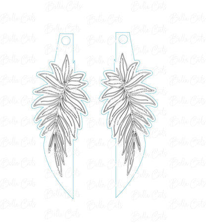 Tropical Palm Leaf Laser Engraved Earrings Digital File Download, SVG DXF, Glowforge Ready, Commercial Use