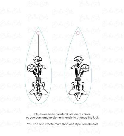 Unique Star Lightbulb Floral Lavender Laser Cut Engraved Earrings, Digital File Download, SVG DXF, Glowforge Ready, Commercial Use