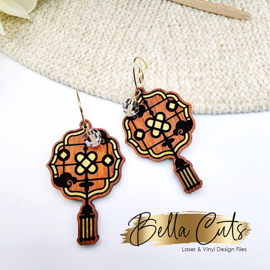Chinese Lantern Engraved Earrings, Digital File Download, SVG DXF, Glowforge Ready, Commercial Use #210