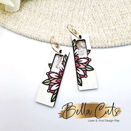 Mandala Floral Engraved Earrings, Digital File Download, SVG DXF, Glowforge Ready, Commercial Use #216