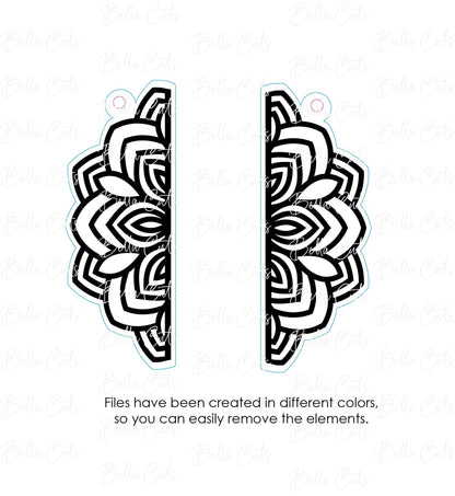 Mandala Floral Cut Engraved Earrings, Digital File Download, SVG DXF, Glowforge Ready, Commercial Use #217