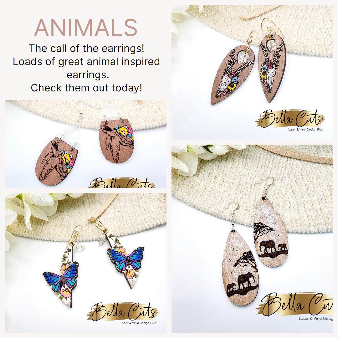 Sea Turtle Earring laser cut dangle earring SVG file for wood or acrylic, Commercial Use #337