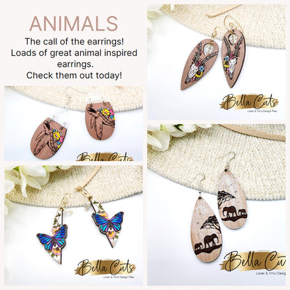 Sea Turtle Earring laser cut dangle earring SVG file for wood or acrylic, Commercial Use #337