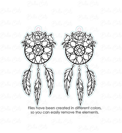 Dreamcatcher laser cut earring SVG file for wood or acrylic #235