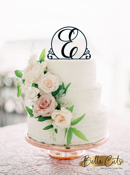 Script E Cake Topper, Laser Engraved Cut Digital File Download, SVG DXF, Glowforge Ready, Commercial Use