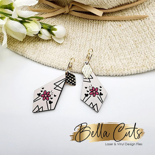 Heart Earring File, Valentine Earring, Glowforge Files, Earring Svg, Laser Cut Files, Digital File Download, SVG DXF, Commercial Use #268