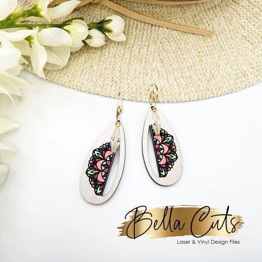 Mandala Laser Cut Earrings, Digital File Download #223