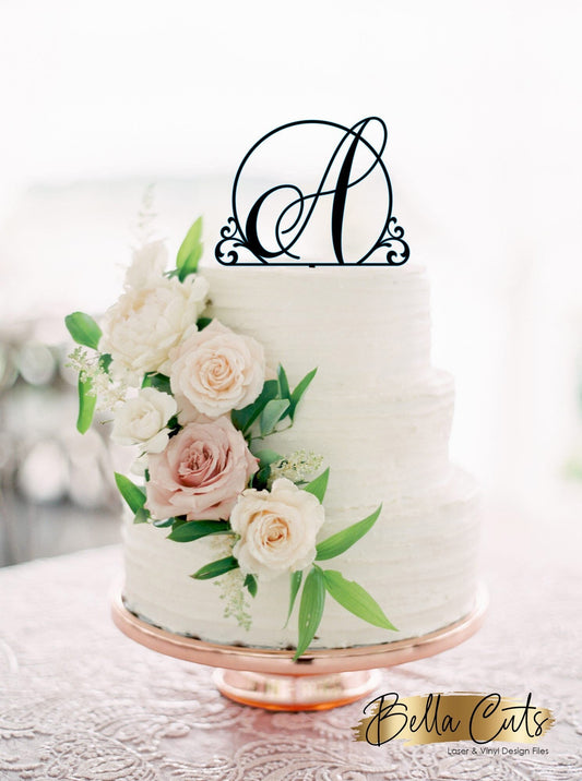 Script A Cake Topper, Laser Engraved Cut Digital File Download, SVG DXF, Glowforge Ready, Commercial Use