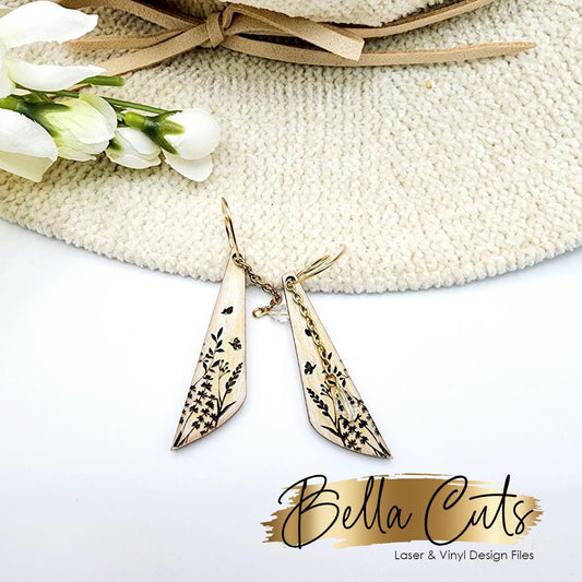 Butterfly Garden laser cut dangle earring SVG file for wood or acrylic #260