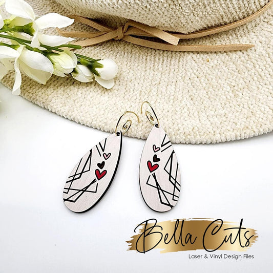 Heart Earring File, Valentine Earring, Glowforge Files, Earring Svg, Laser Cut Files, Digital File Download, SVG DXF, Commercial Use #267