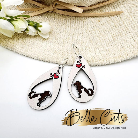 Dog and Cat Earring, Pet Heart Earring, Glowforge Files, Earring Svg, Laser Cut Files, Digital File Download, SVG DXF, Commercial Use #269