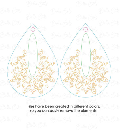 Mandala Drop Earring, Laser Cut Engraved Earrings, Digital File Download, SVG DXF, Glowforge Ready, Commercial Use #278