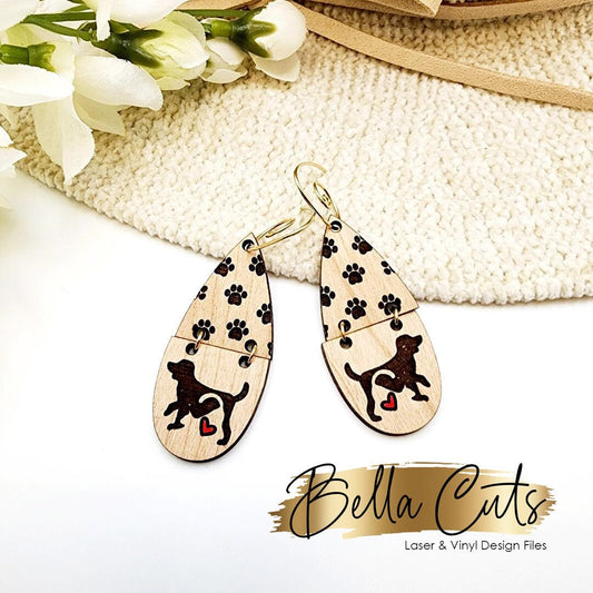 Dog Cat Pet Laser Cut Engraved Earrings, Digital File Download, SVG DXF, Glowforge Ready, Commercial Use #270