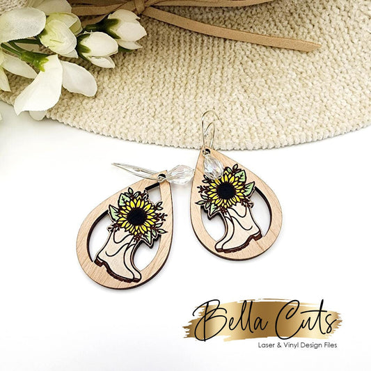 Rain Boots Flower Earrings Svg, Laser Cut File, Earring Design Files, Movie Wood Earrings Svg, Acrylic Earring Svg, Commercial Use #310
