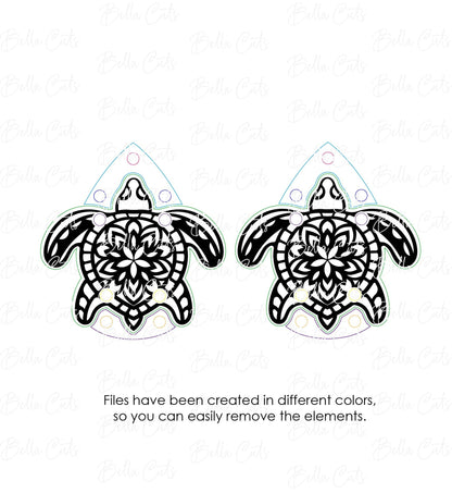 Sea Turtle Earring Svg, Mandala Drop Earrings Acrylic, Beach Laser File, Wood Earrings Svg, Acrylic Earring Svg, Commercial Use #335