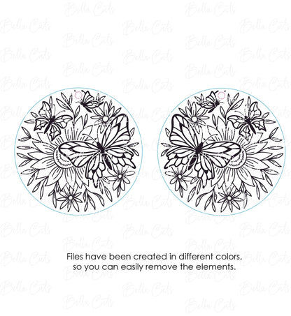 Butterfly Round laser cut dangle earring SVG file for wood or acrylic #324