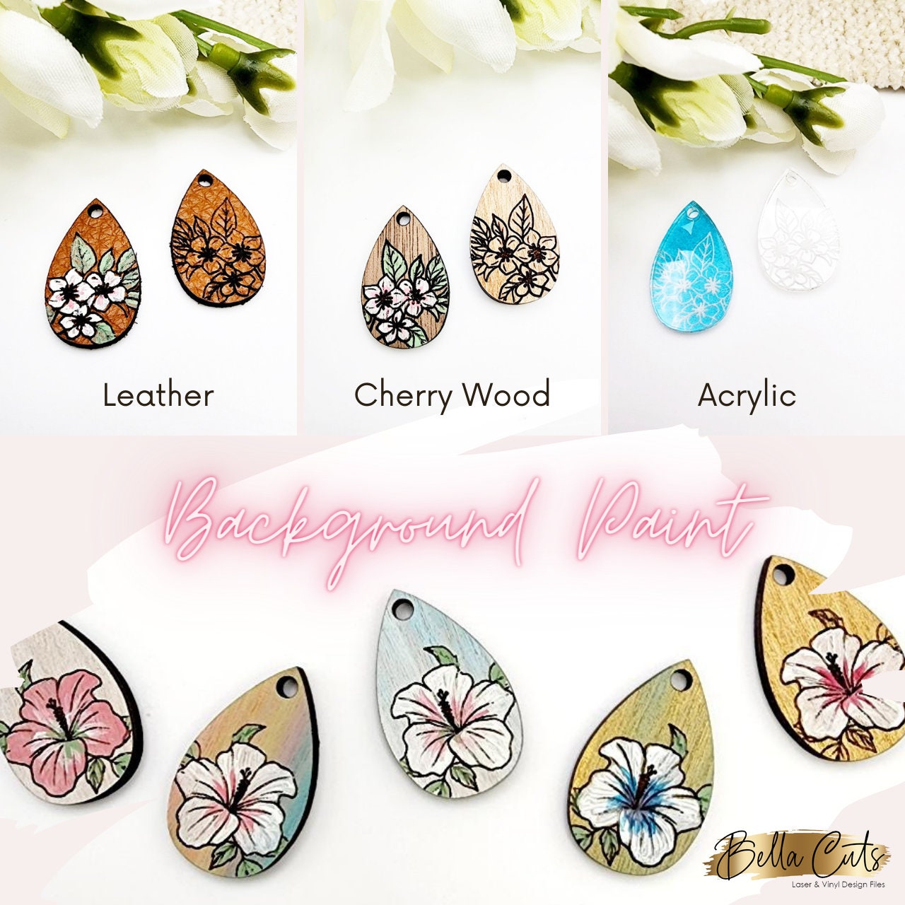 Boho Feather Earrings Drop Svg, Earring Svg, Laser Cut Earrings, Drop Earrings SVG file for wood or acrylic #5012