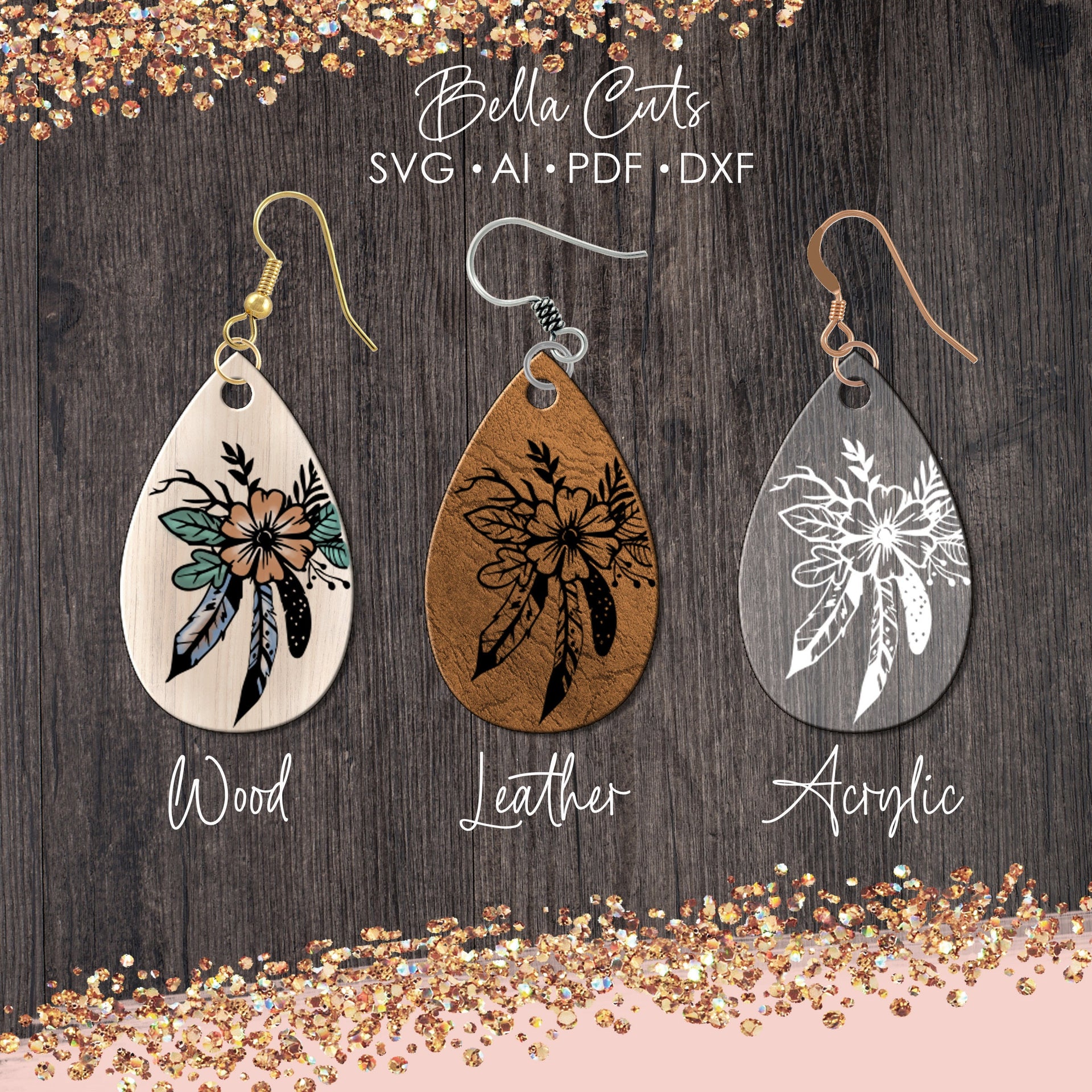 Leaf Earring Leather Earring Template Cricut Svg Leaf Earrings Leaf Earring Leather Earring Template Cricut Earrings  SVG/ Teardrop With Holes SVG/ Pendant SVG/ Earrings