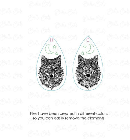 Wolf Earrings Dangle, Earring Svg Files, Laser Cut Svg, Instant Digital Download, Animal Earring Svg Patterns #422