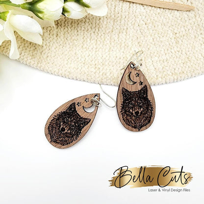 Wolf Earrings Dangle, Earring Svg Files, Laser Cut Svg, Instant Digital Download, Animal Earring Svg Patterns #422