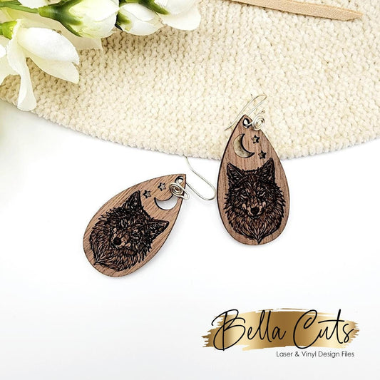 Wolf Earrings Dangle, Earring Svg Files, Laser Cut Svg, Instant Digital Download, Animal Earring Svg Patterns #422