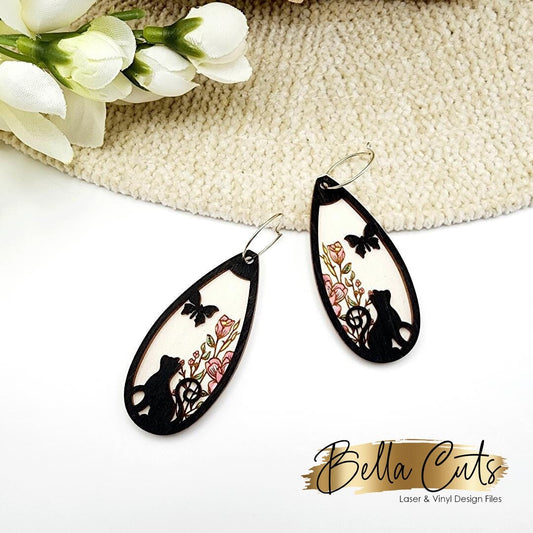 Cat Earring Cut File, Earring Svg Files, Laser Cut Svg, Instant Digital Download, Layered Earring Svg #349
