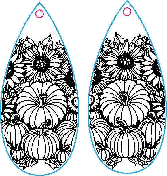 Pumpkin Sunflower Earrings, Earring Svg Files, Laser Cut Svg, Instant Digital Download, Fall Earring Svg #425
