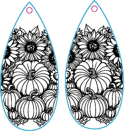 Pumpkin Sunflower Earrings, Earring Svg Files, Laser Cut Svg, Instant Digital Download, Fall Earring Svg #425