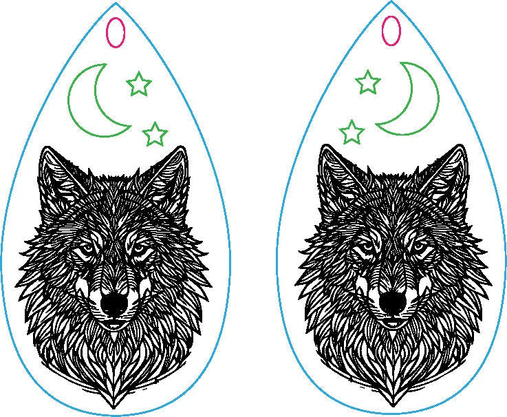 Wolf Earrings Dangle, Earring Svg Files, Laser Cut Svg, Instant Digital Download, Animal Earring Svg Patterns #422