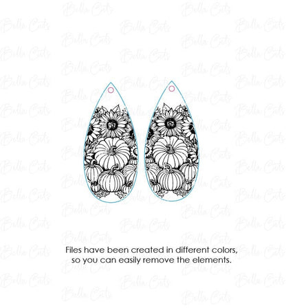 Pumpkin Sunflower Earrings, Earring Svg Files, Laser Cut Svg, Instant Digital Download, Fall Earring Svg #425